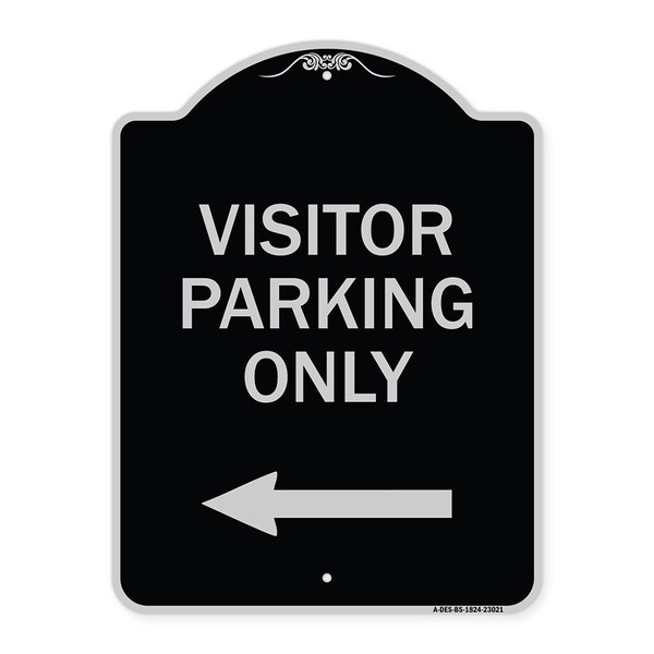 Signmission Reserved Parking Visitor Parking W/ Left Arrow Heavy-Gauge Aluminum Sign, 24" x 18", BS-1824-23021 A-DES-BS-1824-23021 - main